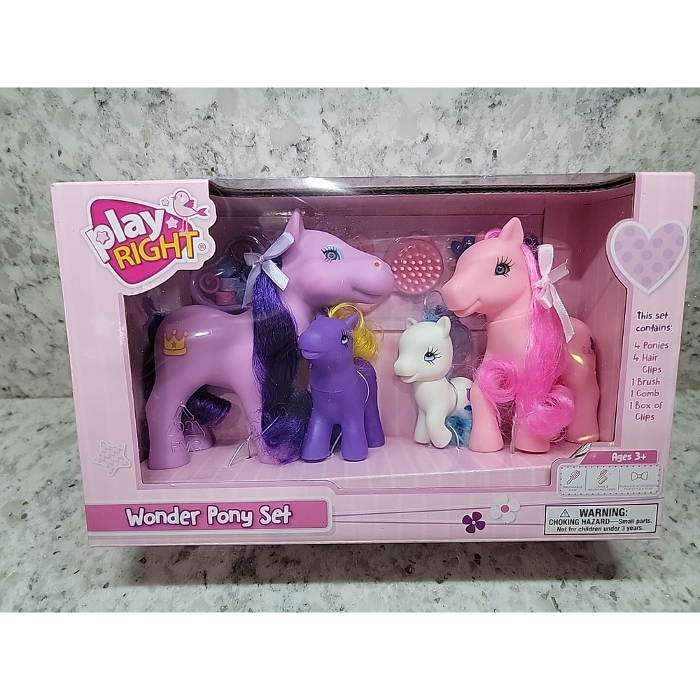 Play Right Wonder Pony Horse Family Set Pink‎ Purple White 2019 NIB
